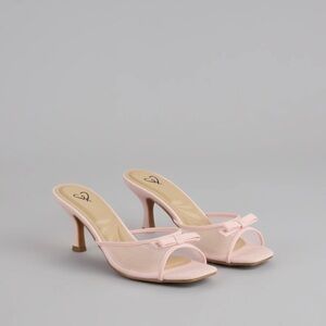 Windsor Light Pink Mesh Heels with Bow